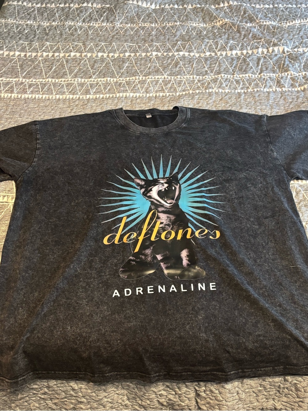 Deftones Adrenaline Graphic Tee - Black with Teal & Yellow Logo